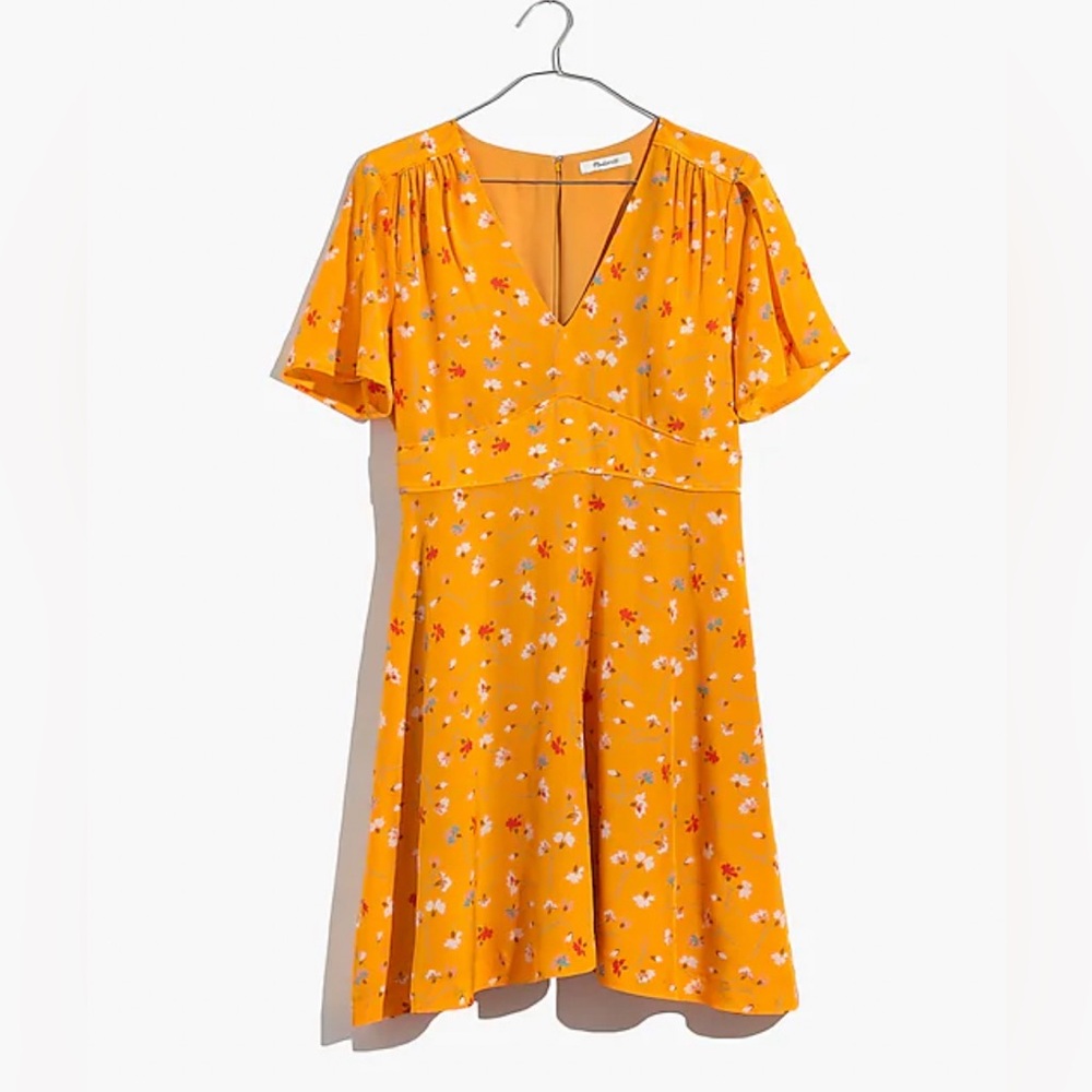 Madewell Silk Belladonna Painted Dress in Carnations Size 12 - Picture 5 of 13